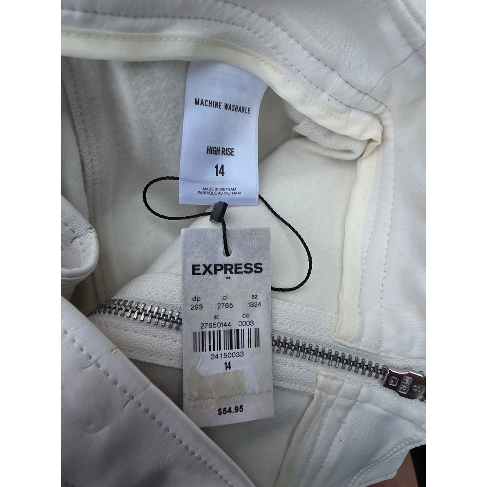Express Womens White Faux Leather High Rise Moto Mini Skirt Size 14 NWT - Picture 6 of 8